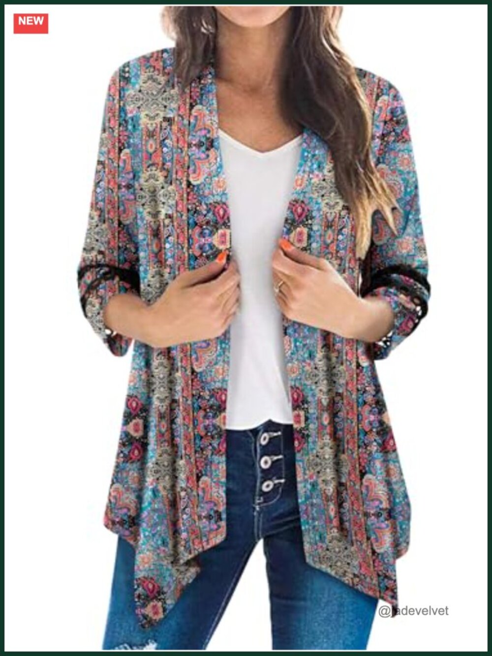 Womens Open Front Cardigan 3/4 Sleeve Lightweight Casual Cover Up